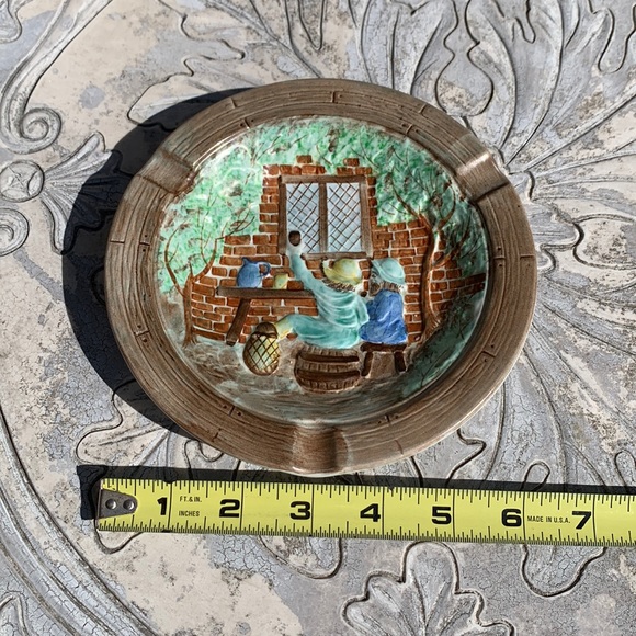Vintage English Tobacco Collectible Hand Painted Pottery Tavern Ashtray - Picture 5 of 5